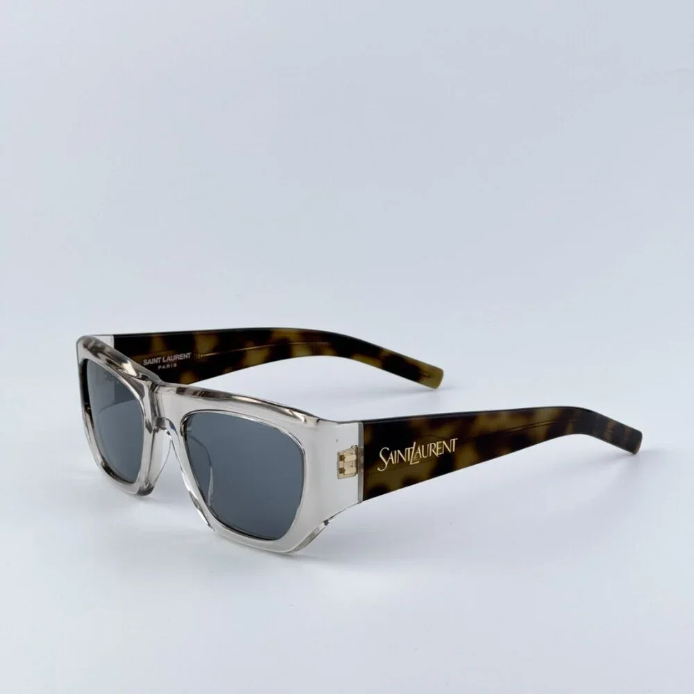 Saint Laurent SL740 003 BRAND NEW Sunglasses Beige Havana Silver Square …